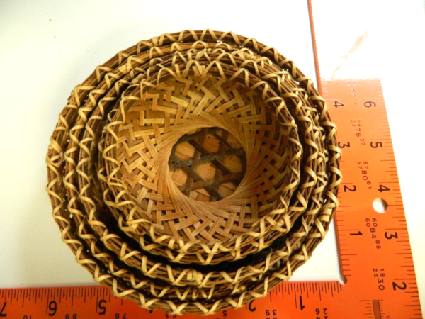 Set of 5 Small Nesting basket BOHO rattan Wicker Pattern Vintage - Image 4