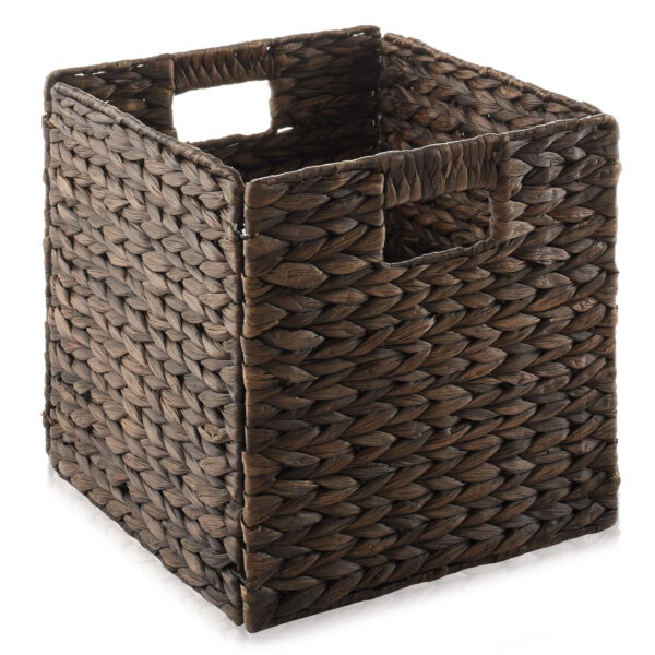 Set of 6 Hyacinth Storage Cubes, 10.5" Wicker Basket Bins for Shelves, Espresso - Image 3