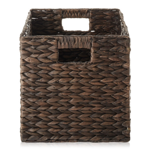 Set of 6 Hyacinth Storage Cubes, 10.5" Wicker Basket Bins for Shelves, Espresso - Image 4