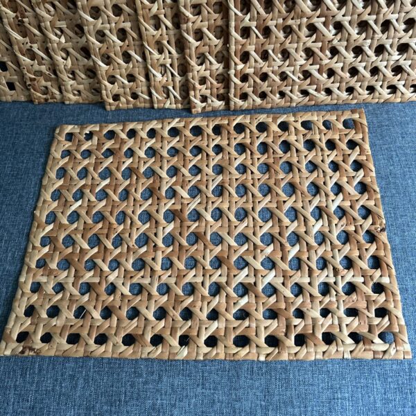 Set of 8 Vintage MCM Boho Woven Wicker Rattan Cane Basket Weave Placemats - Image 2