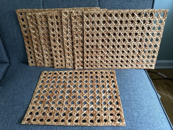 Set of 8 Vintage MCM Boho Woven Wicker Rattan Cane Basket Weave Placemats