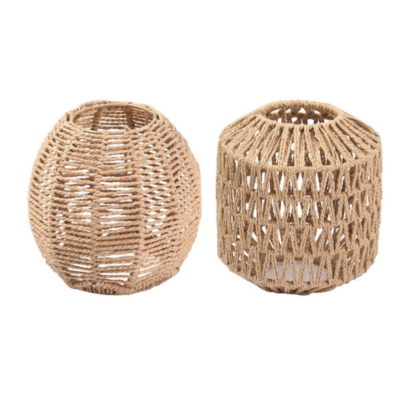 Simulated Rattan Bulb Guard Cage Vintage Handmade Woven Lamp Shade Home Decor