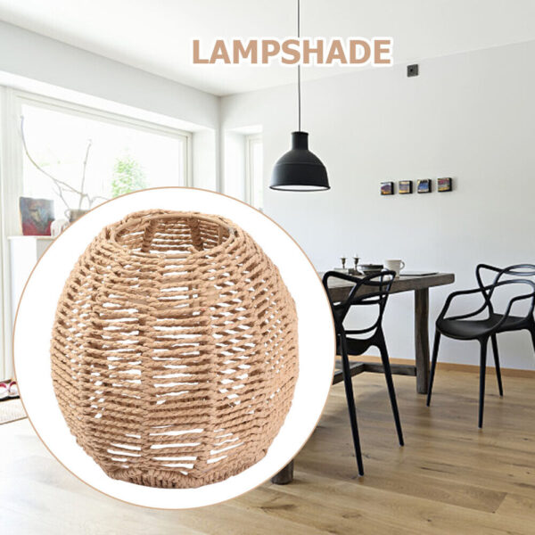 Simulated Rattan Hanging Lampshade Vintage Handmade Woven Lamp Shade for Bedroom - Image 4