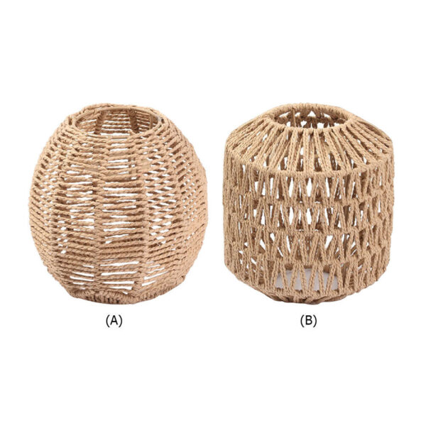 Simulated Rattan Hanging Lampshade Vintage Handmade Woven Lamp Shade for Bedroom - Image 2