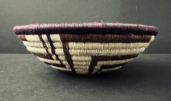 Sisal Sweetgrass Basket Handcrafted Small Woven Wall Hanging Rwanda 7" wide - Image 2