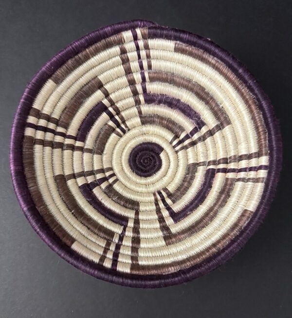 Sisal Sweetgrass Basket Handcrafted Small Woven Wall Hanging Rwanda 7" wide