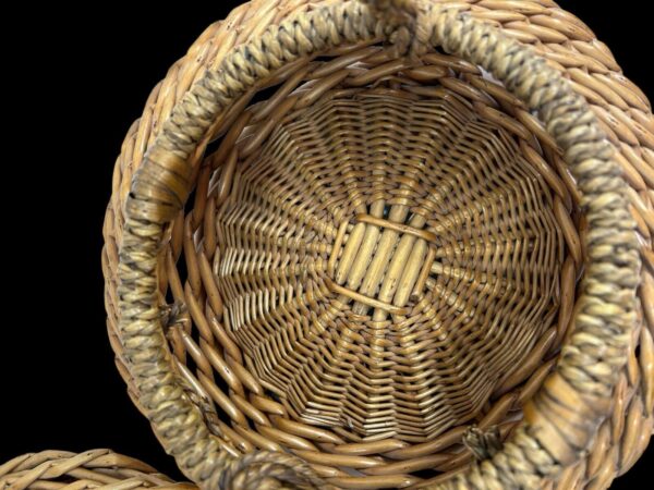 Small Hand-Woven Pair Of Vtg Baskets With Handles, Boho Decor, Basketry - Image 5