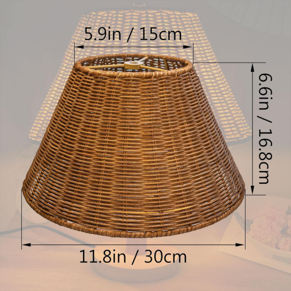 Small Lamp Shades Woven Boho Wicker Lampshades, DIY Natural Rattan Hand Crafted - Image 3