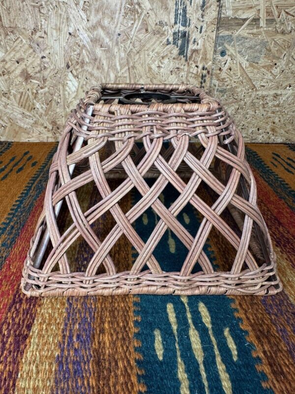 Small Wicker Weave Lamp Shade Brown Square Woven Sconce - Image 2