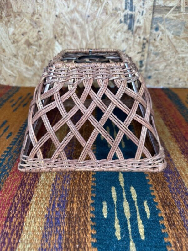 Small Wicker Weave Lamp Shade Brown Square Woven Sconce