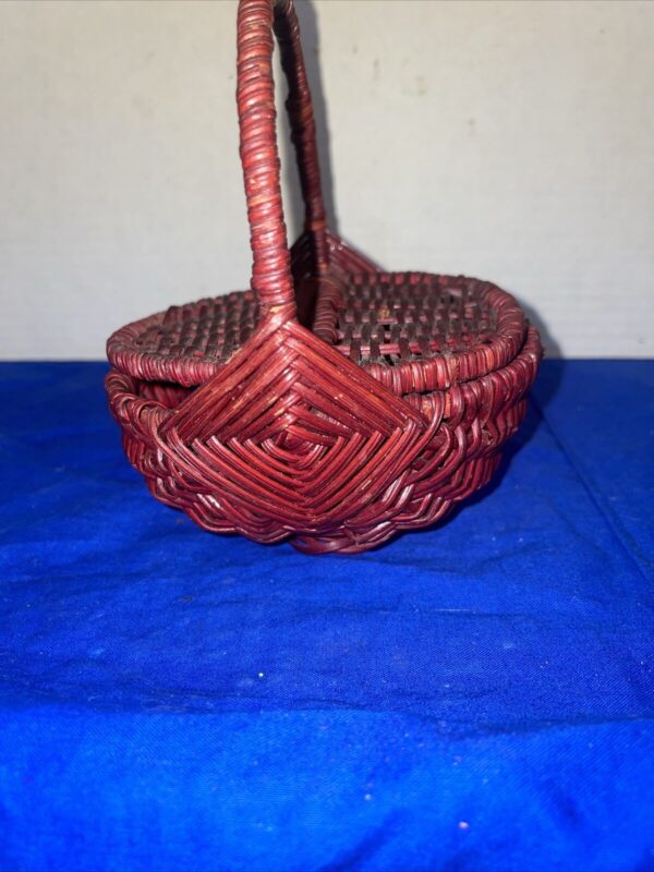 Small Woven Wicker Gathering Basket Gods Eyes Farmhouse 4.5” Dia X 6” Tall - Image 3