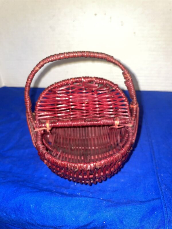 Small Woven Wicker Gathering Basket Gods Eyes Farmhouse 4.5” Dia X 6” Tall - Image 4