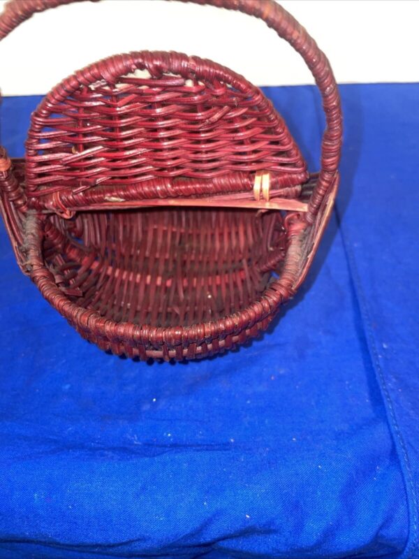 Small Woven Wicker Gathering Basket Gods Eyes Farmhouse 4.5” Dia X 6” Tall - Image 5