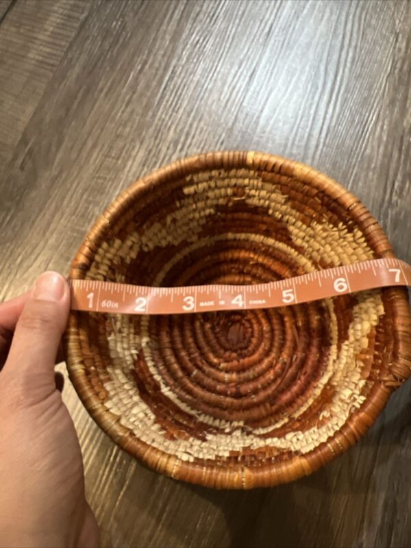 Southwestern Boho Small Woven Coil Basket - 7`" Wide, 4” deep Decorative EUC - Image 5