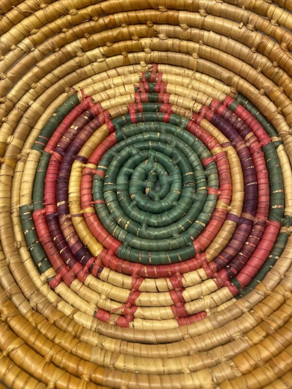 Southwestern Hand Woven Coiled VTG Bowl Basket Bird Flower Wall Decor Boho - Image 2