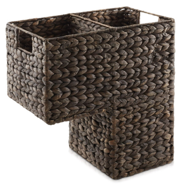 Stair Step Basket w/ Handles, Woven Wicker Hyacinth Staircase Storage Organizer - Image 3