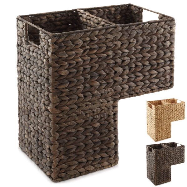 Stair Step Basket w/ Handles, Woven Wicker Hyacinth Staircase Storage Organizer