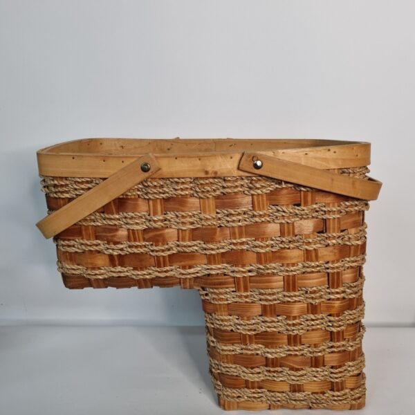 Stair Step Basket Woven Weave Double Handle Wicker Rope Boho Decor Storage - Image 4