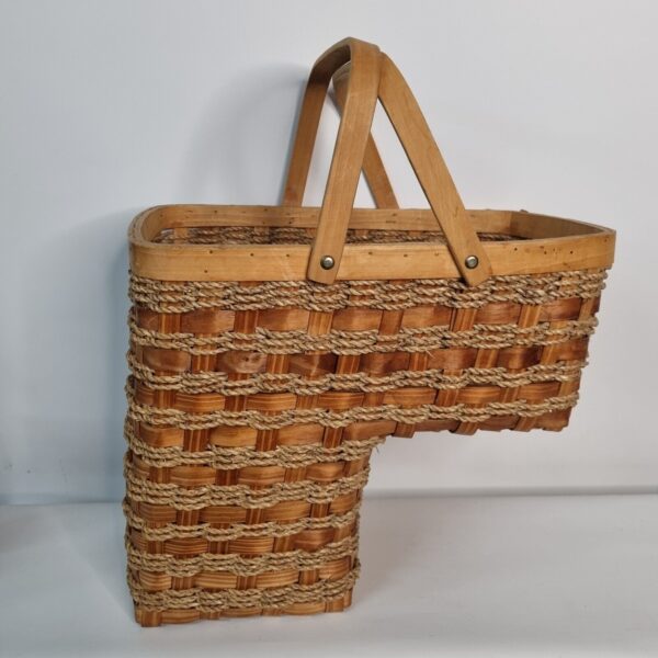 Stair Step Basket Woven Weave Double Handle Wicker Rope Boho Decor Storage