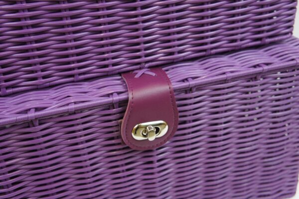 Storage Basket Purple Resin Woven Hamper Box With Lid & Lock In 3 Size - Image 4