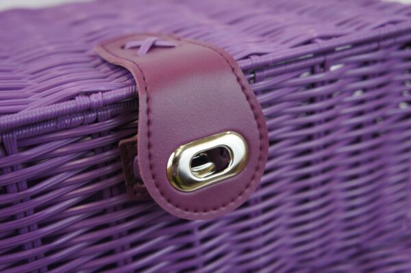 Storage Basket Purple Resin Woven Hamper Box With Lid & Lock In 3 Size - Image 5