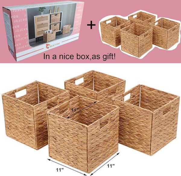 Storage Baskets Wicker Cube Baskets Foldable Handwoven ,Set of 4 - Image 2