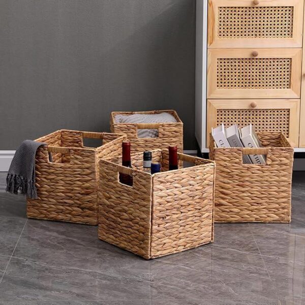 Storage Baskets Wicker Cube Baskets Foldable Handwoven ,Set of 4 - Image 3