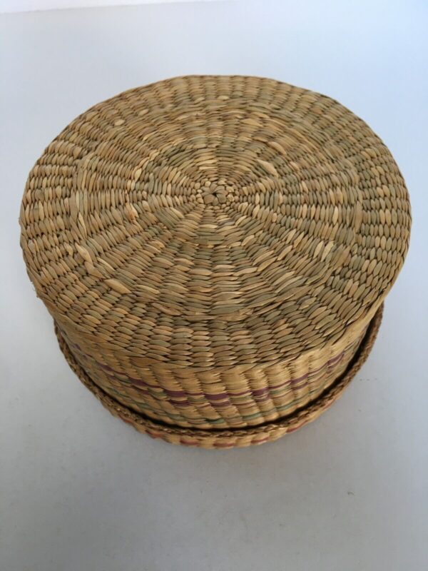 Sweetgrass Woven Basket Trinket Holder Jewelry Storage Vintage Boho Sweet Grass - Image 3