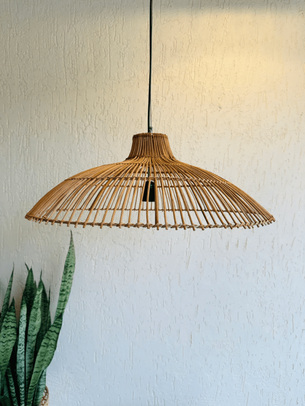 TESU Handcrafted Rattan Pendant Light | Sunshade Rattan Pendant Lampshade | - Image 2