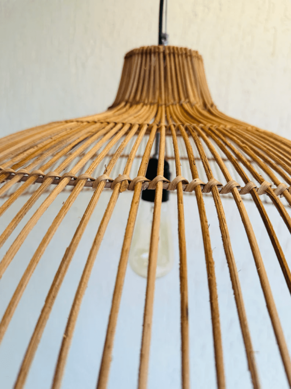 TESU Handcrafted Rattan Pendant Light | Sunshade Rattan Pendant Lampshade | - Image 5