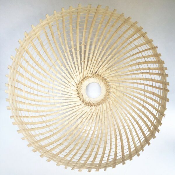 Thai Coop Hanging Lamp Woven Bamboo Weave Vintage Handmade Asian - Image 5