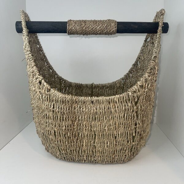 Thirty-One woven wicker basket Small Magazine Holder Boho bathroom