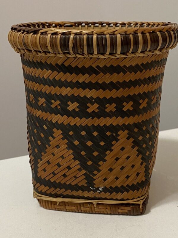 Tiruray Double Weave Large Basket Palawan BOHO Philippines Tribal Art Vintage - Image 3