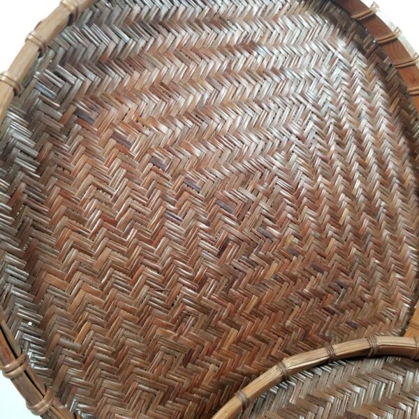 Trays or Wall Hangings Set of 3 Basket Rattan Style Boho Herringbone Pattern - Image 4