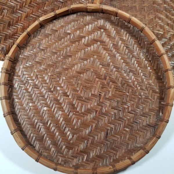 Trays or Wall Hangings Set of 3 Basket Rattan Style Boho Herringbone Pattern - Image 5