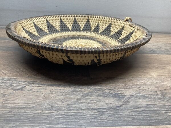 Tribal Vintage Fiber Rush 12” Woven Basket/Bowl BOHO Beige/Brown Star - Image 4