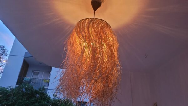 Tropical Rope Pendant Light Fixture, Hawaii Style, Fringed Reed Rustic Pendant - Image 2