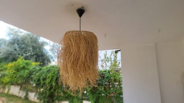 Tropical Rope Pendant Light Fixture, Hawaii Style, Fringed Reed Rustic Pendant - Image 3