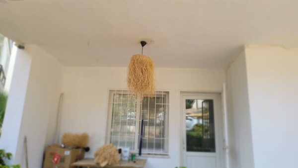 Tropical Rope Pendant Light Fixture, Hawaii Style, Fringed Reed Rustic Pendant - Image 4