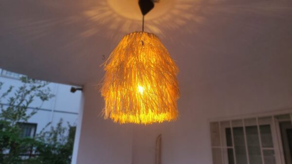 Tropical Rope Pendant Light Fixture, Hawaii Style, Fringed Reed Rustic Pendant - Image 3