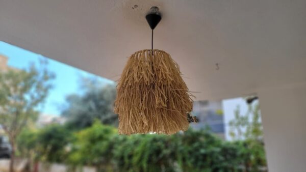 Tropical Rope Pendant Light Fixture, Hawaii Style, Fringed Reed Rustic Pendant - Image 5