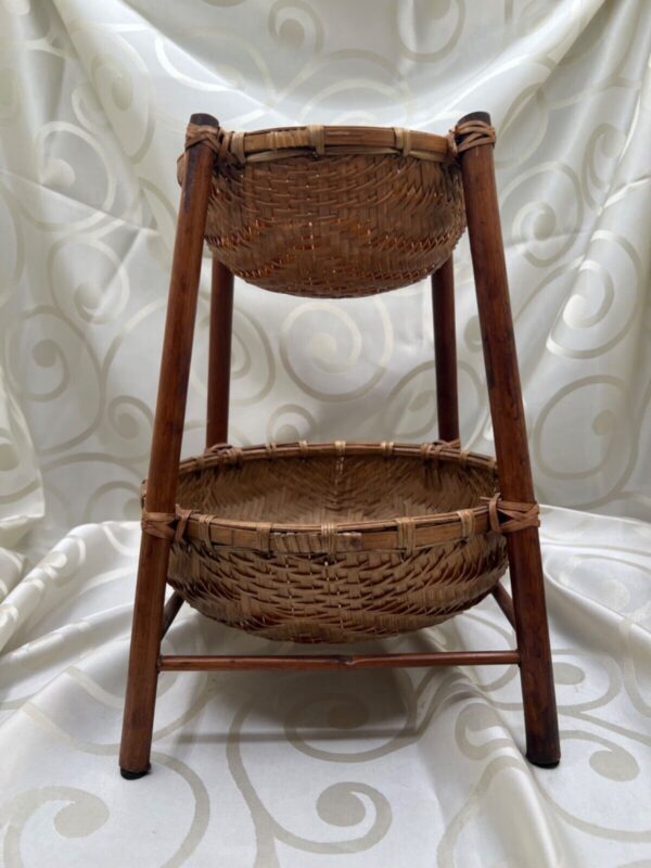 Two tier Bamboo Rattan Basket - Image 2