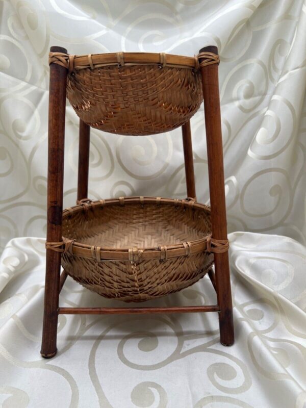 Two tier Bamboo Rattan Basket - Image 4