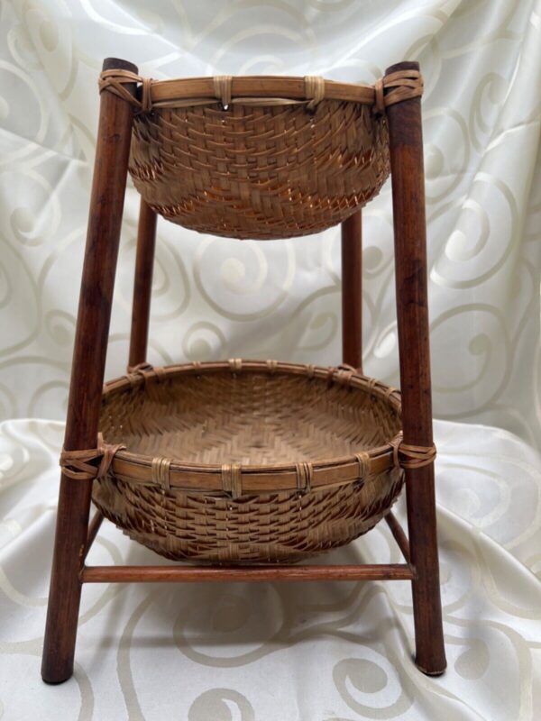 Two tier Bamboo Rattan Basket - Image 5