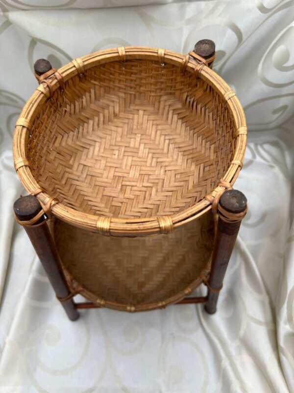 Two tier Bamboo Rattan Basket - Image 6