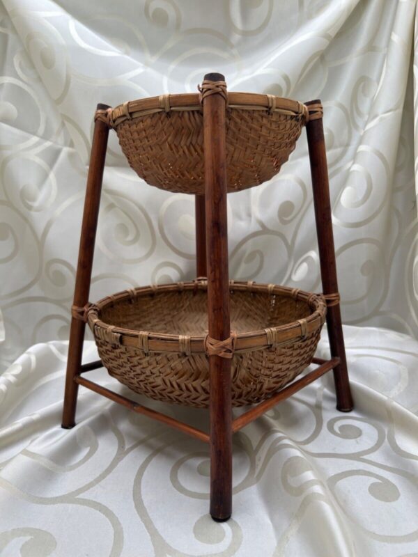 Two tier Bamboo Rattan Basket