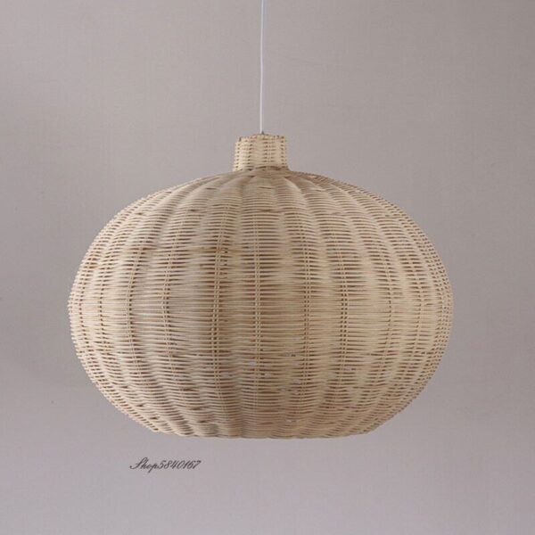 Village Rattan Pendant Light Handmade Natural Wicker Lamps Luminaire Ceiling - Image 4