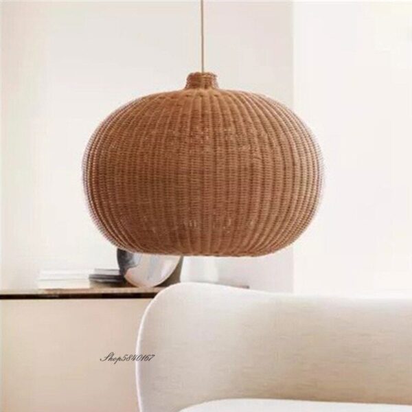 Village Rattan Pendant Light Handmade Natural Wicker Lamps Luminaire Ceiling - Image 5