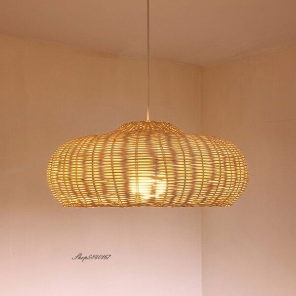 Village Rattan Pendant Light Handmade Natural Wicker Lamps Luminaire Ceiling - Image 6