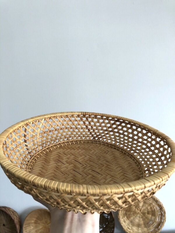 Vintage 18 Pc BOHO Bohemian WICKER BASKET Wall Art Decor HANGING SET Rattan LOT - Image 2